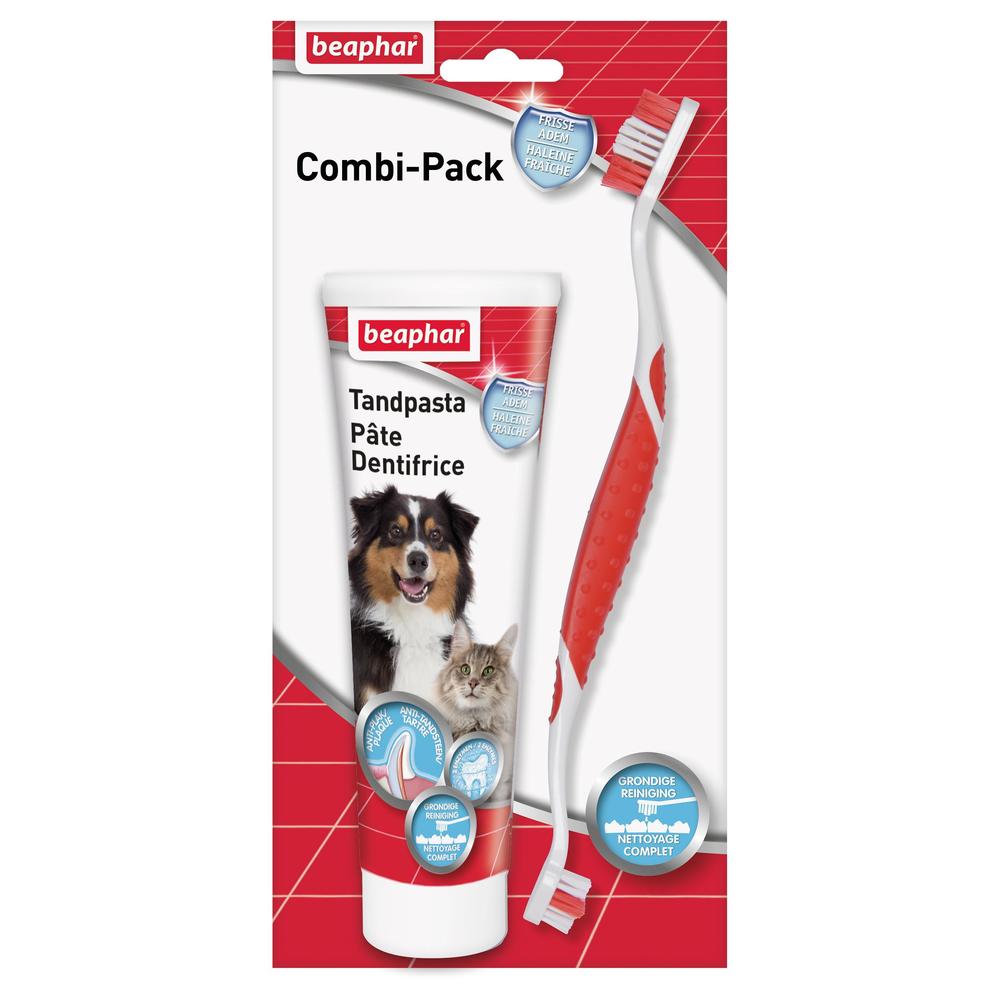 Combi-Pack Tandpasta & Tandenborstel 1 tandenborstel en tandpasta hond combi-pack