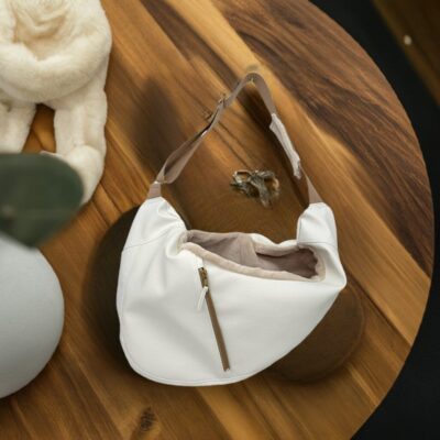 hondentas luno wit leer