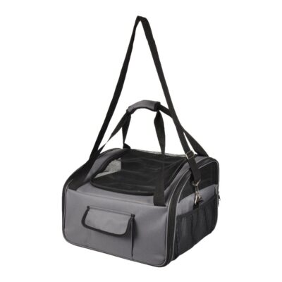 autostoel hond grijs