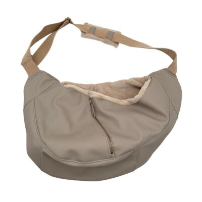 hondentas beige leer