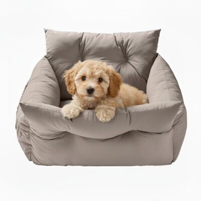 hondenmand auto, autostoel hond beige