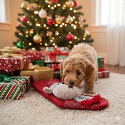 kerstsok hond rood rendier