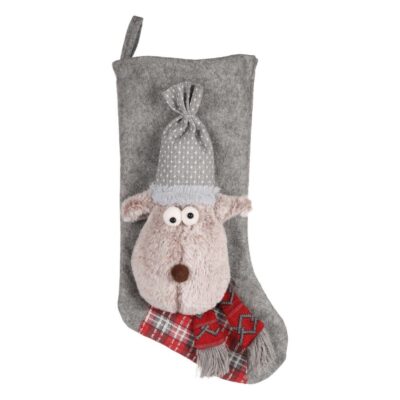 kerstsok hond grijs rendier