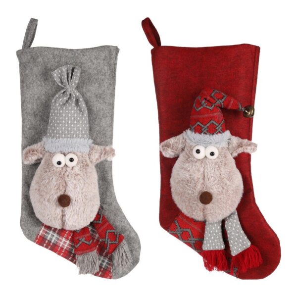 Kerstsok Hond Rendier Rood