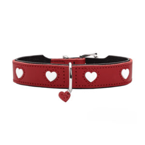 leren halsband hond rood