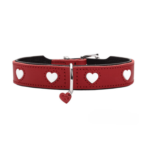 leren halsband hond rood